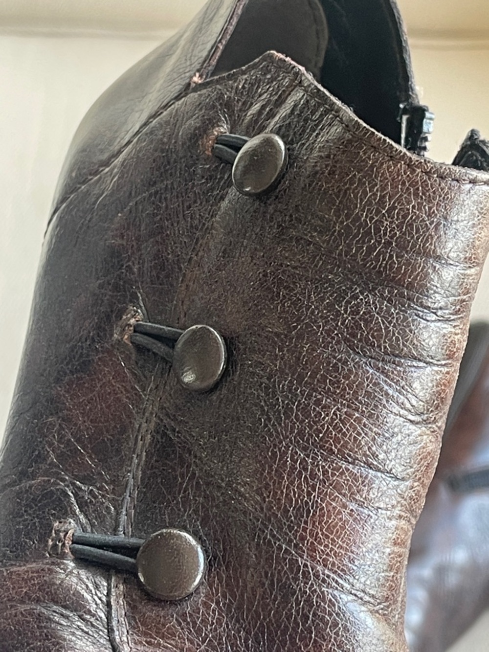 RIEKER | Brown Distress Leather Ankle Booties | Side Zip Buttons | Size 36 / 6 - Picture 6 of 7